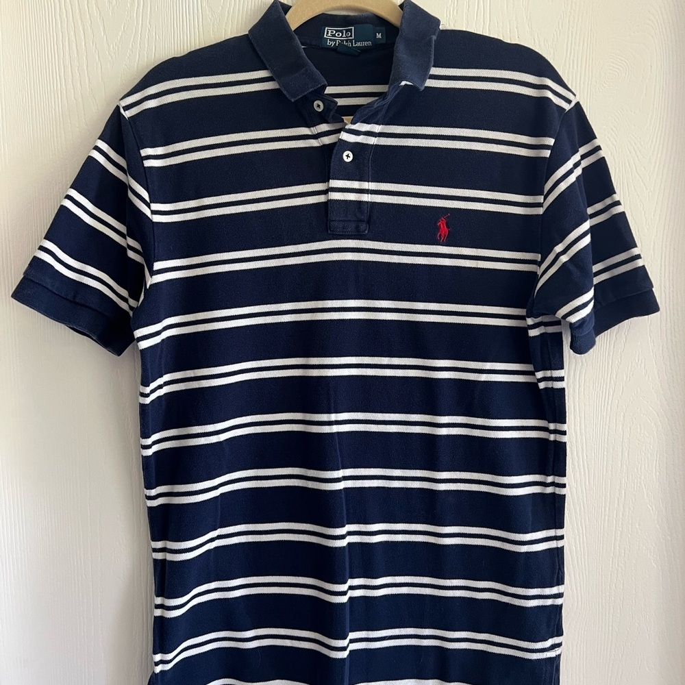Polo by Ralph Lauren Men's Navy and White Striped Polo